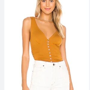 Free people copper in the mood gathered ruched tank top small